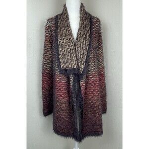 NIC+ZOE Women's Ambre Eyelash Knit Designer Drape Shawl Open Front Cardigan-pM